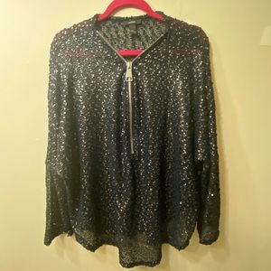 Navy blue/ silver shimmery knit pullover